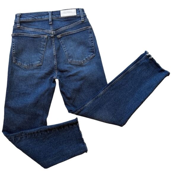 Re/Done 70s High-Rise Stove Pipe Comfort Stretch Raw Hem Denim Jeans Size 26 - Picture 9 of 15